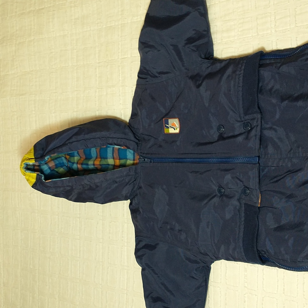 Gymboree Snowsuit, Navy Blue With Plaid,  Boys Size 1 1/2 To‎ 2 Years Old